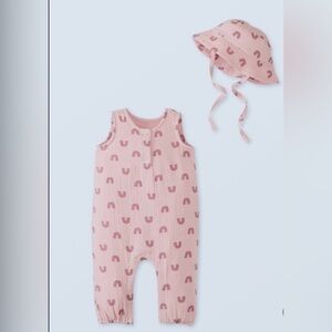 Hanna Andersson Baby Muslin Romper & Matching Bucket Hat Set 2T